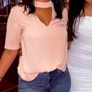 Pink keyhole blouse